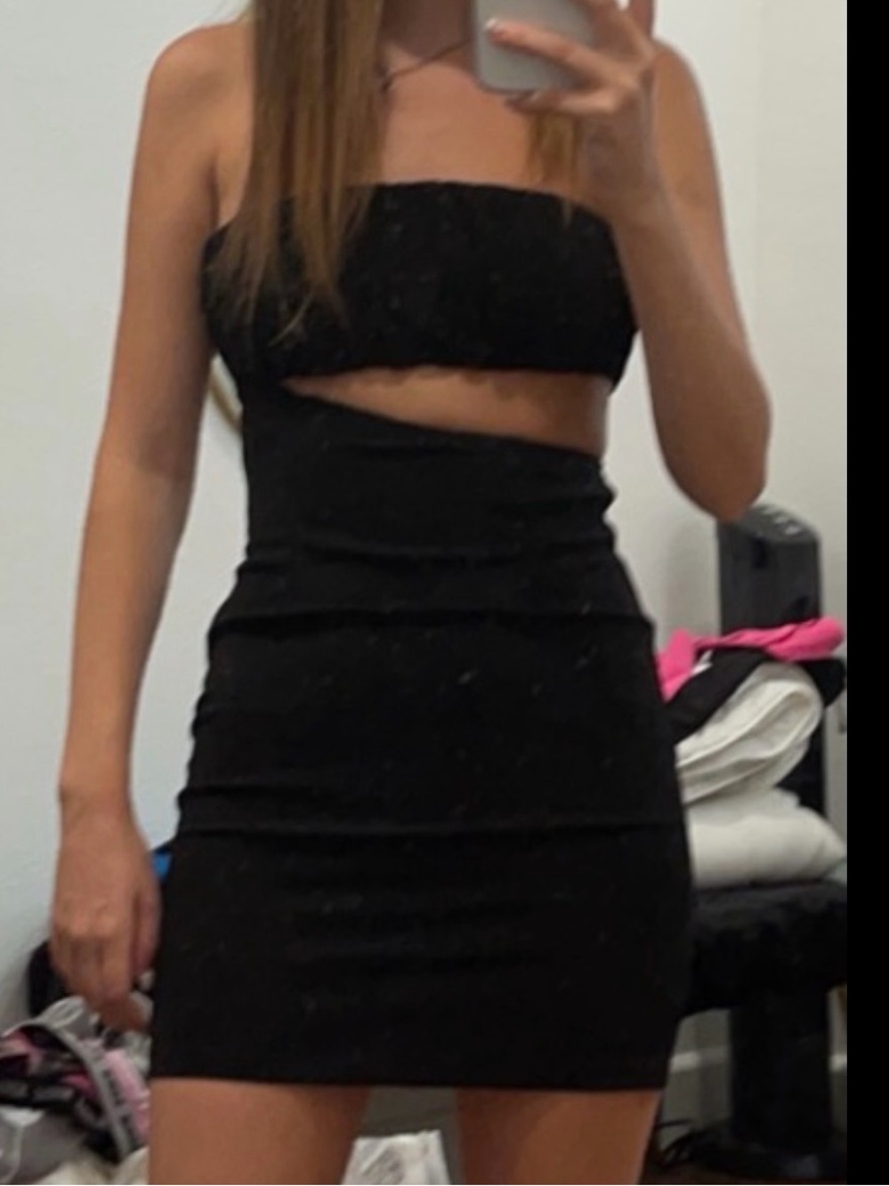 Tube Strapless Mini Dress with Side Cutout